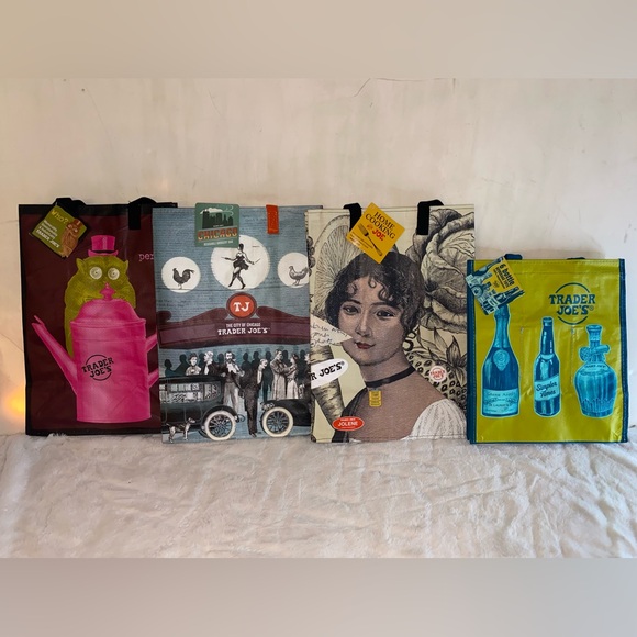 NEW! NWT New Trader Joe’s Eco Reusable Shopping Bags-set of 4 - Picture 2 of 16